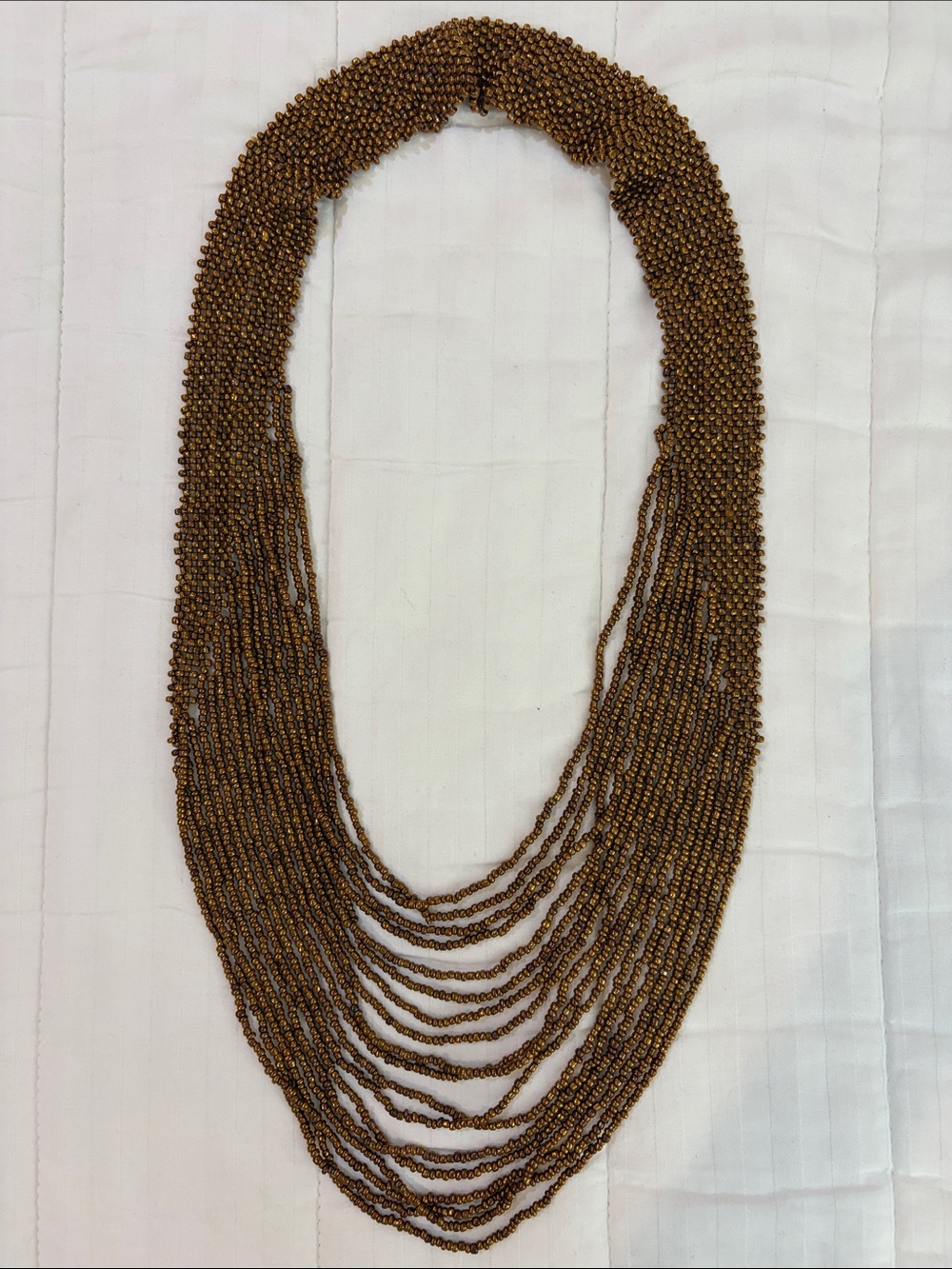 Handmade Multi-Strand Brown Glass Trade Bead Statement Necklace from Philippines